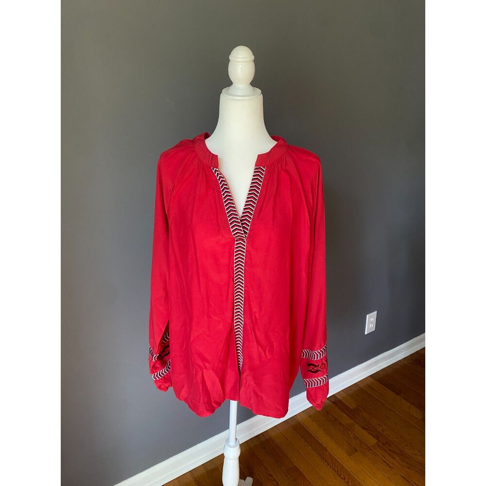 Red Boho Blouse Size XL